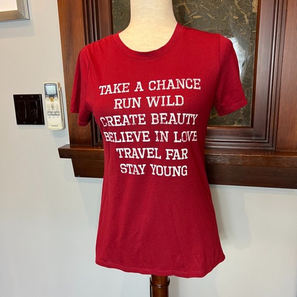 Modern Lux tshirt Take A Chance Size S EUC - Picture 2 of 5